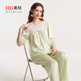 美标商场同款送礼真丝睡衣女春秋100%桑蚕丝绸本命年可外穿家居服夏 淡绿 L (165/88A)