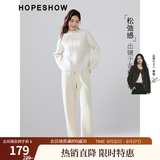 红袖纯色垂感阔腿裤冬季新款女装坑条系带松紧腰显瘦休闲百搭保暖长裤 浅米005 M