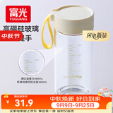 富光玻璃杯高硼硅玻璃水杯子女生便携牛奶咖啡刻度高颜值茶杯480ml