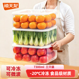 禧天龙冰箱保鲜盒食品级冰箱收纳盒塑料密封盒蔬菜水果冷冻盒 7.3L 3个