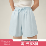 范思蓝恩蓝色衬衫套装女透气2024夏季新款短裤清凉24FS12148 冰川蓝（短裤） L