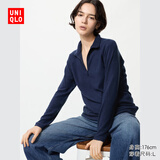 优衣库HEATTECH弹力摇粒绒半拉链套头衫女装打底衫479693 487596 479693/68深蓝色 XL