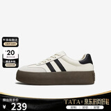 他她（TATA）新款复古增高厚底板鞋女平底德训阿甘鞋 米白/灰/黑（热卖） 38