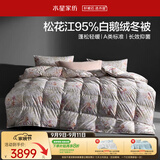 水星家纺羽绒被95%白鹅绒被子冬季加厚冬被芯双人羽绒被220cm×240cm1200g