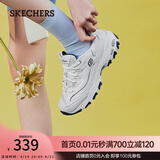 斯凯奇（Skechers）女鞋秋季小白熊休闲鞋子厚底增高百搭运动软底老爹鞋 白色/海军蓝色/WNV 37 【正码正拍】