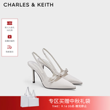 CHARLES&KEITH缎面蝴蝶结尖头高跟凉鞋女生日礼物送女友CK1-60361556 Light Grey浅灰色 36