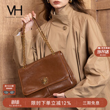 VANESSA HOGAN VH女包复古邮差包油蜡牛皮单肩包通勤斜挎大容量托特包生日礼物