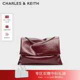 CHARLES&KEITH大容量链条邮差包单肩腋下包女包婚包生日礼物送女友CK2-20271514 Burgundy葡萄酒红色 大包
