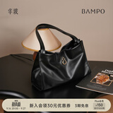 半坡饰族（bampo）【七夕礼物】女包包新款福瑞方方包头层牛皮大容量轻奢单肩斜挎包 墨碳黑【葫芦专属五金】