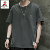 稻草人（MEXICAN）纯棉短袖男士夏季2026新款潮牌ins百搭t恤上衣服潮流宽松半袖体恤 20632-T261深灰 XL 【130-150斤】