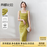 尚都比拉法式高级感连衣裙女秋季赫本风长款气质A字裙抽褶收腰显瘦背带裙