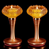 盛凡 莲花烛台酥油灯座 蜡烛台 供佛佛前供灯 水琉璃烛灯底座灯架供具 八吉祥款(高13厘米)大号/个