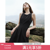 范思蓝恩夏季腰精裙气质收腰无袖背心连衣裙女夏季新款海边度假显瘦裙 黑色-无袖 M