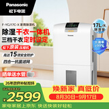 松下（Panasonic）除湿机 家用抽湿机 除湿量17升/天42㎡ 回南天轻音干衣 除湿防潮 地下室卧室除湿器 F-YCJ17C-X