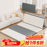 曼龙【限时活动】可折叠PU爬行垫加厚室内游戏地垫XPE环保婴儿爬爬垫 【升级5段无缝款】时尚灰白180*250*4cm