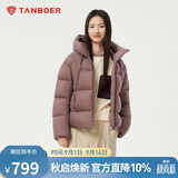 坦博尔羽绒服女短款连帽显瘦小个子女士羽绒面包服530360D 冷玫紫 160 