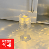 智能创意水晶小台灯LED钻石ins小夜灯宿舍卧室床头灯电子灯装饰氛围灯桌面摆件送闺蜜朋友生日礼物 竖纹氛围小台灯【暖光】 6.5*12cm