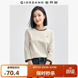 佐丹奴T恤女2026年新款纯棉猫咪刺绣撞色圆领七分袖上衣05324798