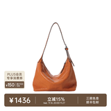 裘真（qiuzhen）【明星推荐】 经典hobo包植鞣牛皮腋下通勤休闲饺子女包 焦糖色-小号 售罄不预售 小包/大包