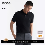 雨果博斯BOSS【礼物 经典款 珠地布】男士徽标弹力棉修身短袖Polo衫 001-黑色 M