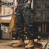 JEEP SPIRIT吉普工装裤男春秋季美式重磅复古宽松直筒男裤休闲裤男束脚裤子男 965深灰常规 L 码(130斤-145斤)