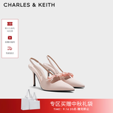 CHARLES&KEITH缎面蝴蝶结尖头高跟凉鞋女生日礼物送女友CK1-60361556 Light Pink浅粉色 35