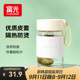 富光玻璃杯高硼硅玻璃水杯子女生便携牛奶咖啡刻度高颜值茶杯330ml