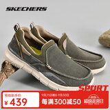 斯凯奇（Skechers）男鞋商务休闲鞋舒适一脚蹬轻便舒适时尚春季款复古帆布鞋