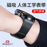 竞技者适于华为手表watch4/Pro表带watch3pro/GT5/GT6/GT7磁吸钛金属合金手表带男款高级46/48 【曜石黑】工字密网-防刮耐磨22mm通用