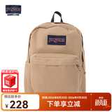 JANSPORT杰斯伯书包轻便双肩包男女旅行包简约背包电脑包学生校园 4QUE7R5奶咖/卡其色-侧袋+隔层