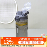 乐扣乐扣（LOCK&LOCK）人鱼线塑料运动水杯夏天便携水壶带刻度提手男女水杯子520ML灰色