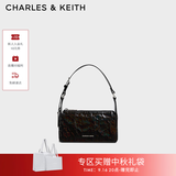 CHARLES&KEITH褶皱手提斜挎小方包腋下包女士生日礼物CK2-80160183 CK2-80160183Prism Noir黑色（新色） S