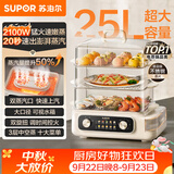 苏泊尔（SUPOR）电蒸锅 25L三层大容量速蒸魔方电热锅 家用多功能电蒸箱 加长蒸屉蒸鱼多用途锅ZN32FK995