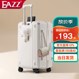 EAZZ【5轮承重+轻便加大容量】行李箱女拉杆箱男旅行箱学生密码皮箱子 新增USB充电口+杯架+挂钩白色 20英寸 ｜四轮常规55分登机箱