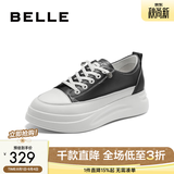 百丽（Belle）小白鞋女鞋商场款厚底增高一脚蹬单鞋透气休闲鞋U8N1DAM3 黑色 38 (240mm)