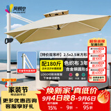 凤朝皇户外遮阳伞庭院伞露天阳台别墅花园大太阳伞棚商用室外摆摊罗马伞 【特价双吊杆】2.5米方形+180斤带轮水箱