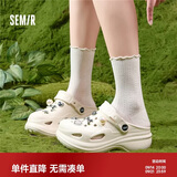 Semir官方正品防滑踩屎感包头软底洞洞鞋 SML262001 巴洛克米白34-35