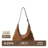 裘真（qiuzhen）【明星同款】植鞣胎牛皮腋下经典hobo包通勤真皮女包 大象灰-大号(胎牛皮版) 小包/大包