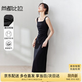 尚都比拉法式高级感连衣裙女秋季赫本风长款气质A字裙抽褶收腰显瘦背带裙