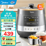 美的（Midea）电压力锅0涂层系列304不锈钢内胆电高压锅2-3-4-5-8人双胆5升 电饭煲稳定控压技术高压电饭锅 【精钢厚釜】0涂层 健康煮 6L