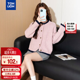 唐狮（TonLion）秋冬款毛衣撞边小众独特温柔风女圆领撞色间条绞花开衫