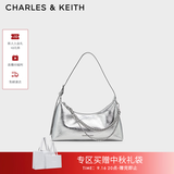 CHARLES&KEITH柔软拉链式褶皱单肩包腋下包包女包生日礼物CK2-40782472 Silver银色 S