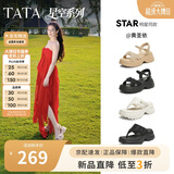 他她（TATA）黄圣依同款璀璨星空厚底凉鞋女沙滩鞋子新款 黑色 (凉鞋款） 36