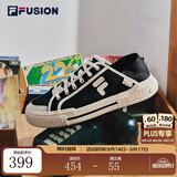 FILA FUSION斐乐帆布鞋女 | 潮牌女鞋透气帆布鞋一脚蹬半拖鞋轻量情侣帆布鞋 黑/奶白-BG 经典情侣同款 35.5
