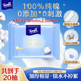 得宝（TEMPO）悬挂洗脸巾 20抽*1包 100%纯棉干湿两用 母婴适用 一次性 便捷装