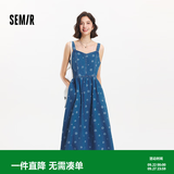 森马（Semir）牛仔连衣裙女甜酷时尚个性夏新款元气满印纯棉背带裙俏皮 牛仔蓝80317 M 160/84A