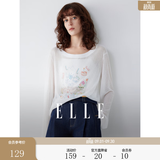 ELLE【80周年胶囊】法式趣味印花薄款针织衫女2026春新款通勤罩衫 米白 S