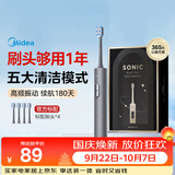 美的（Midea）电动牙刷S1PX灰色成人学生180天长续航5种清洁模式声波磁悬浮声波马达净齿男女士情侣生日节日礼物