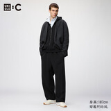 优衣库宽松运动长裤/裤脚抽绳常规款男女装合作款482314 486303 486303/09黑色 L
