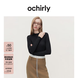 欧时力（OCHIRLY）可机洗100%美丽诺羊毛120支毛衣无缝一体秋 黑色 S